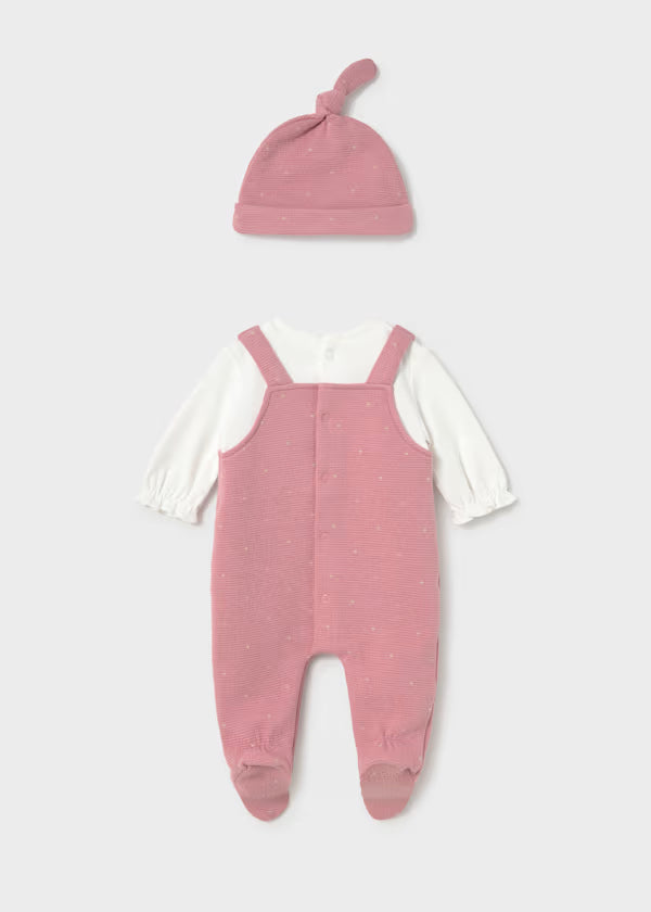 Mayoral Rose Ruffle Overall & Hat