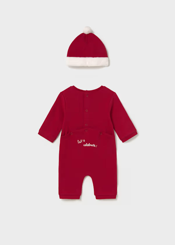 Mayoral Red Reindeer Romper & Hat