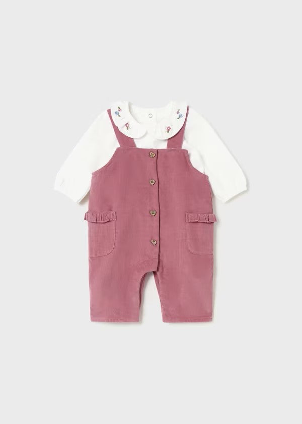 Mayoral Pink Corduroy Overall Set