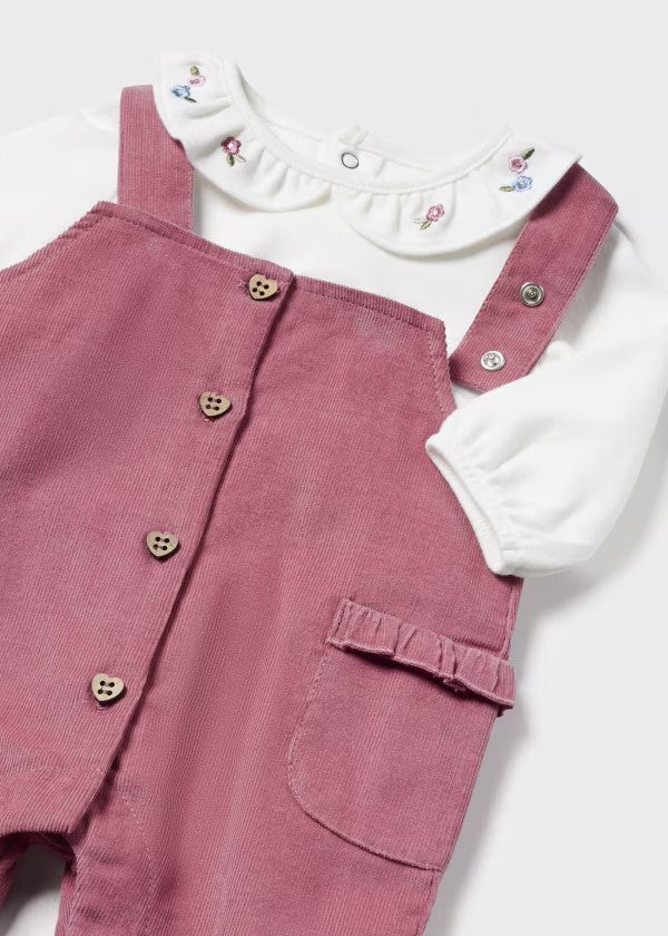 Mayoral Pink Corduroy Overall Set
