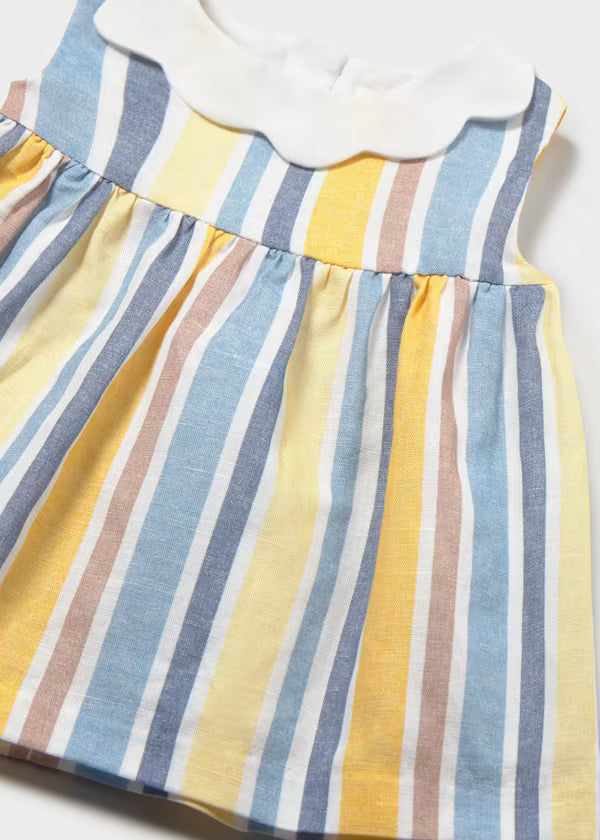 Mayoral Yellow Stripe Scalloped Dress