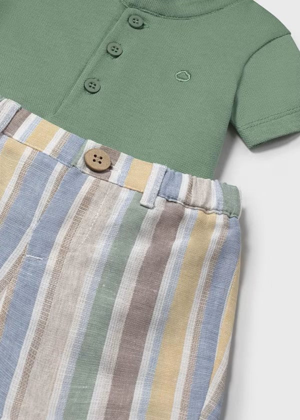 Mayoral Broccoli Stripe Henley Set