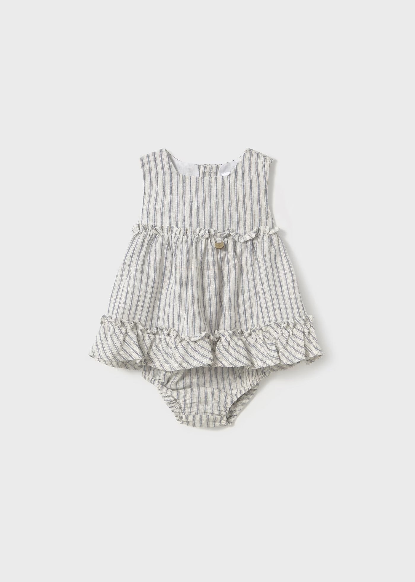 Mayoral Natural Stripe Ruffle Dress