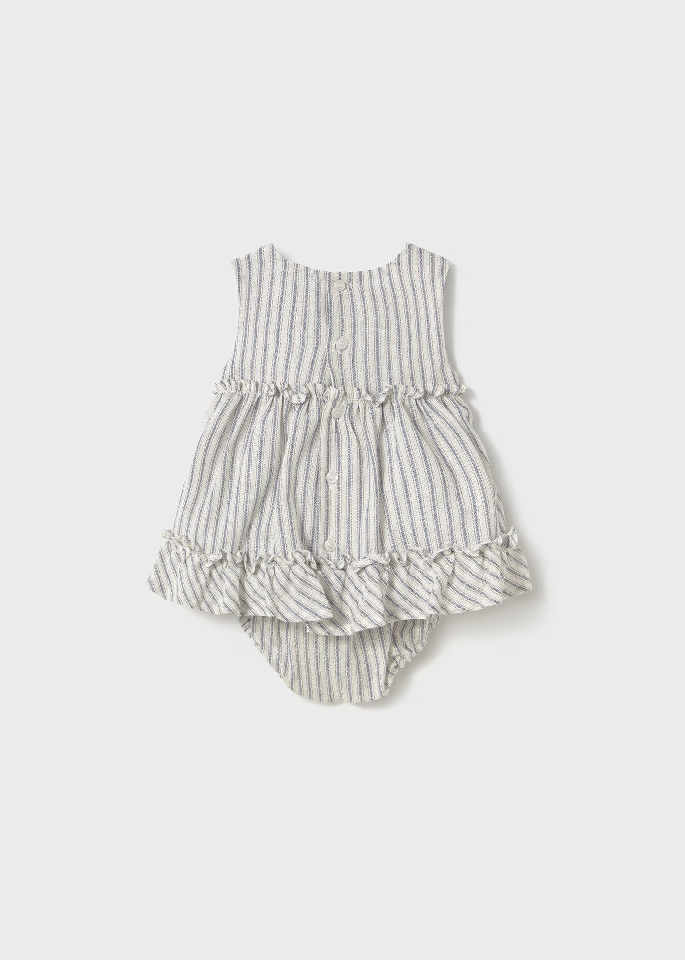 Mayoral Natural Stripe Ruffle Dress