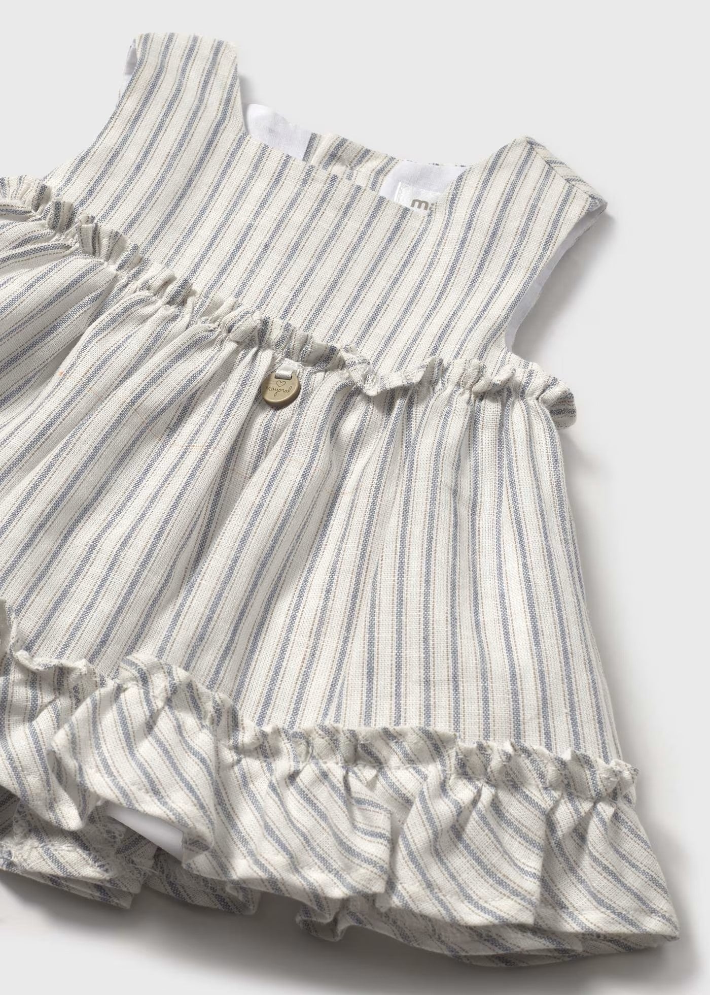 Mayoral Natural Stripe Ruffle Dress