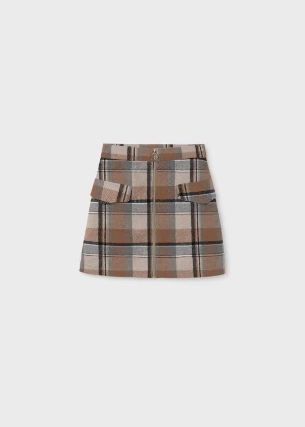 Mayoral Cinnamon Check Skirt