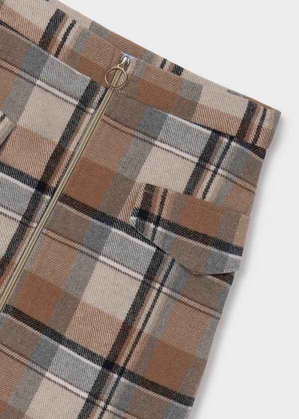 Mayoral Cinnamon Check Skirt