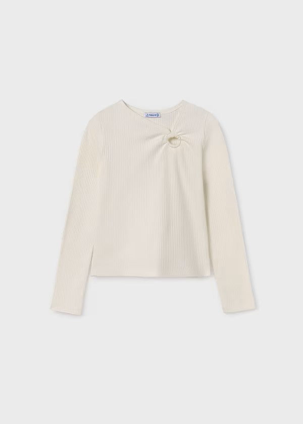 Mayoral Ivory Ribbed Longsleeve Top
