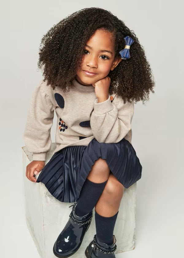 Mayoral Navy Pleated Leather Dress Set