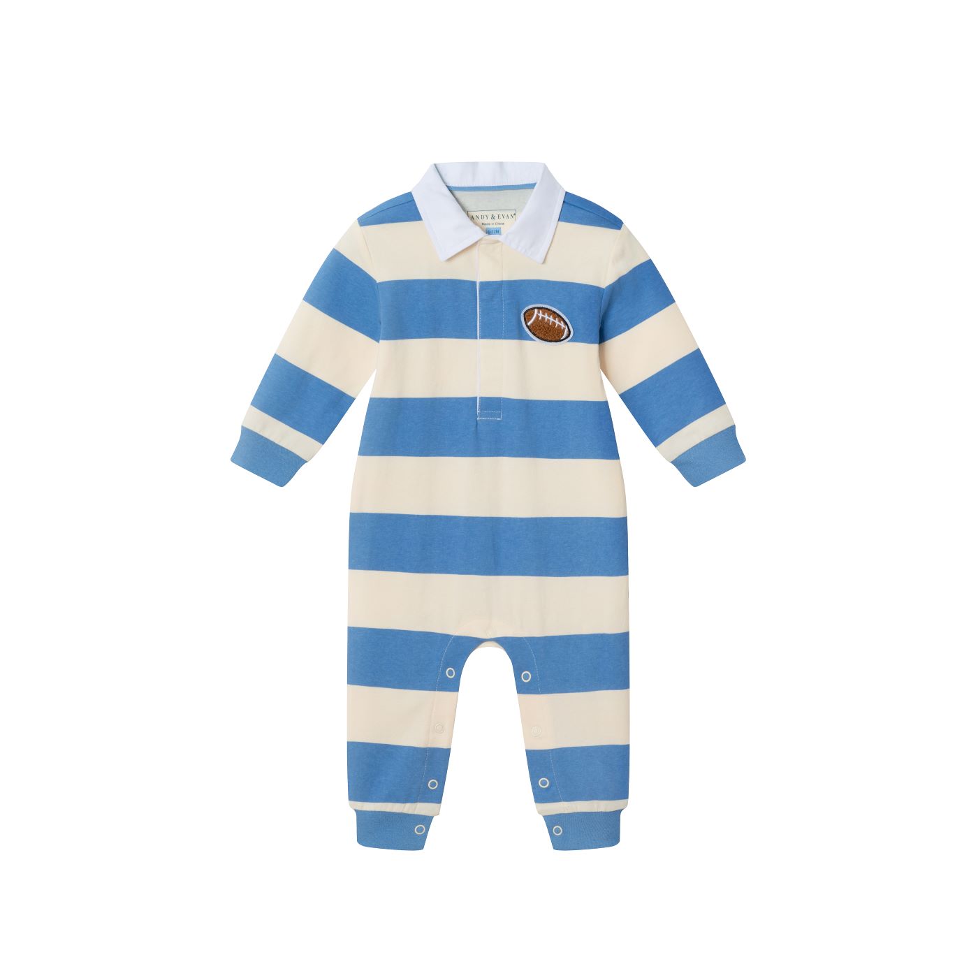 Andy & Evan Blue Stripe Football Romper