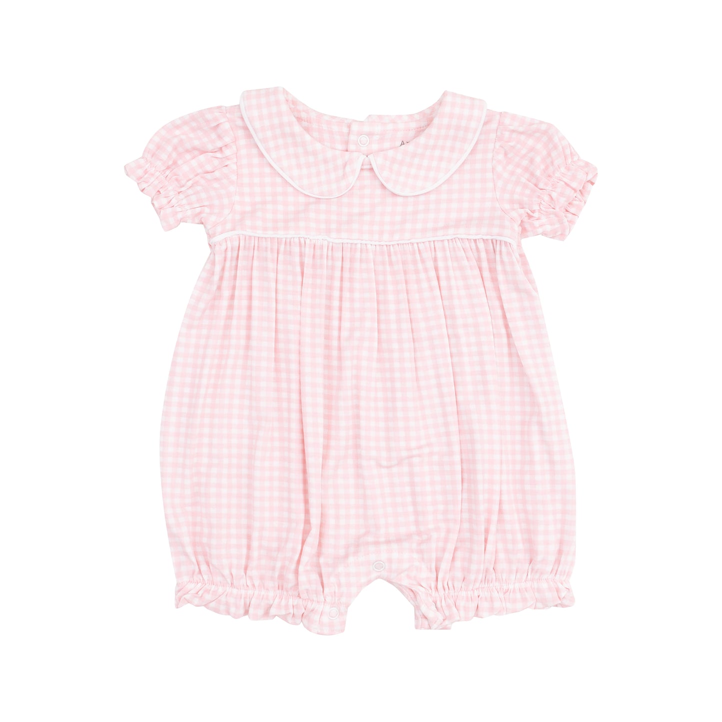 Angel Dear Pink Gingham Puff Sleeve Romper