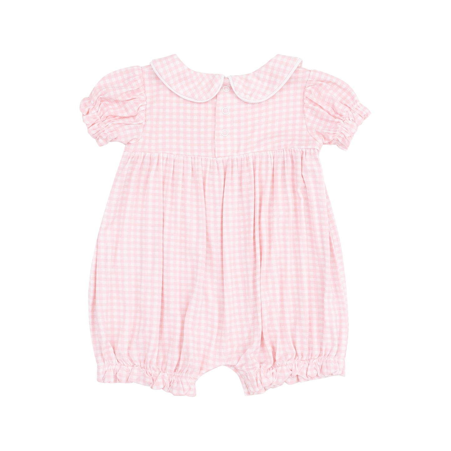 Angel Dear Pink Gingham Puff Sleeve Romper