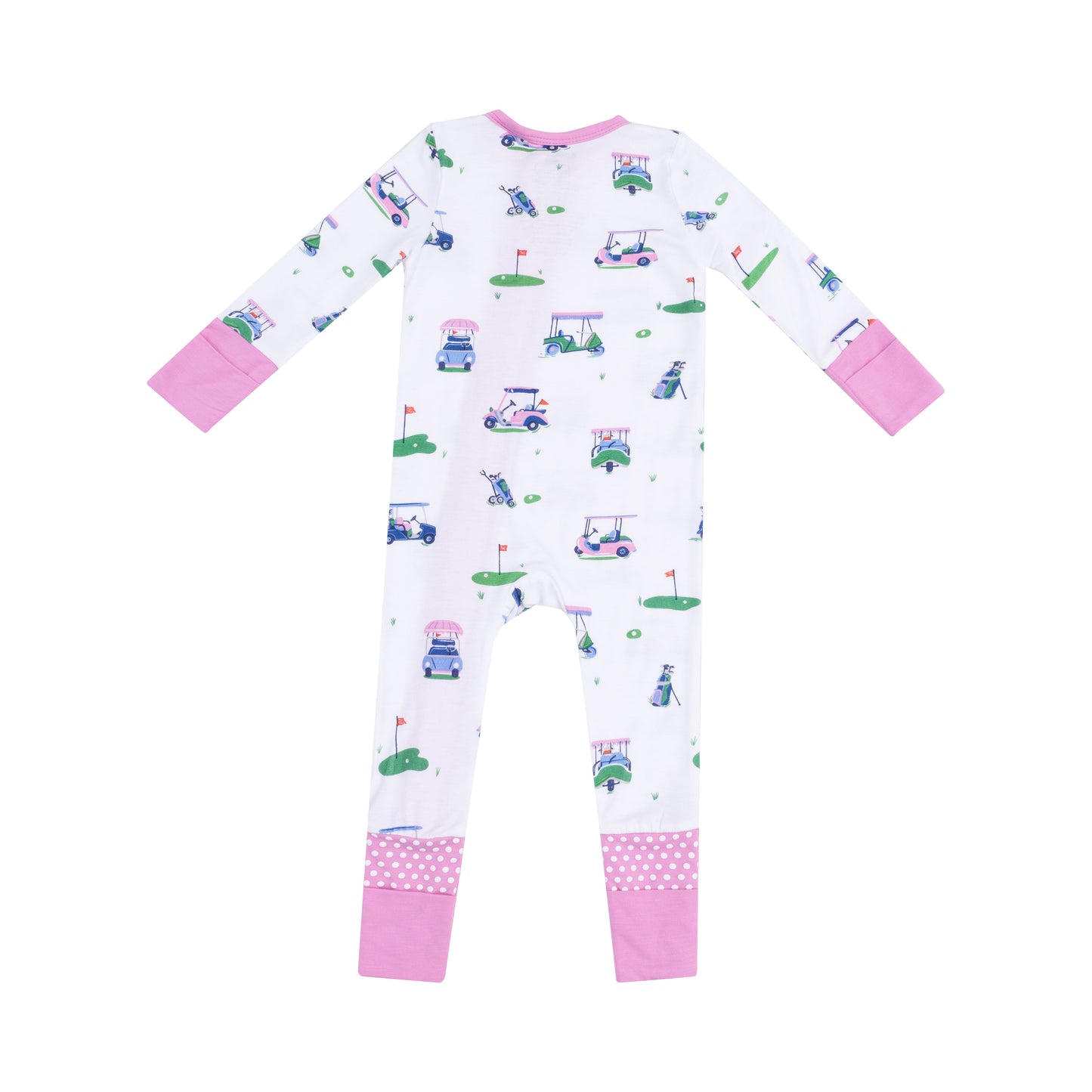 Angel Dear Pink Vintage Golf Cart Zipper Romper