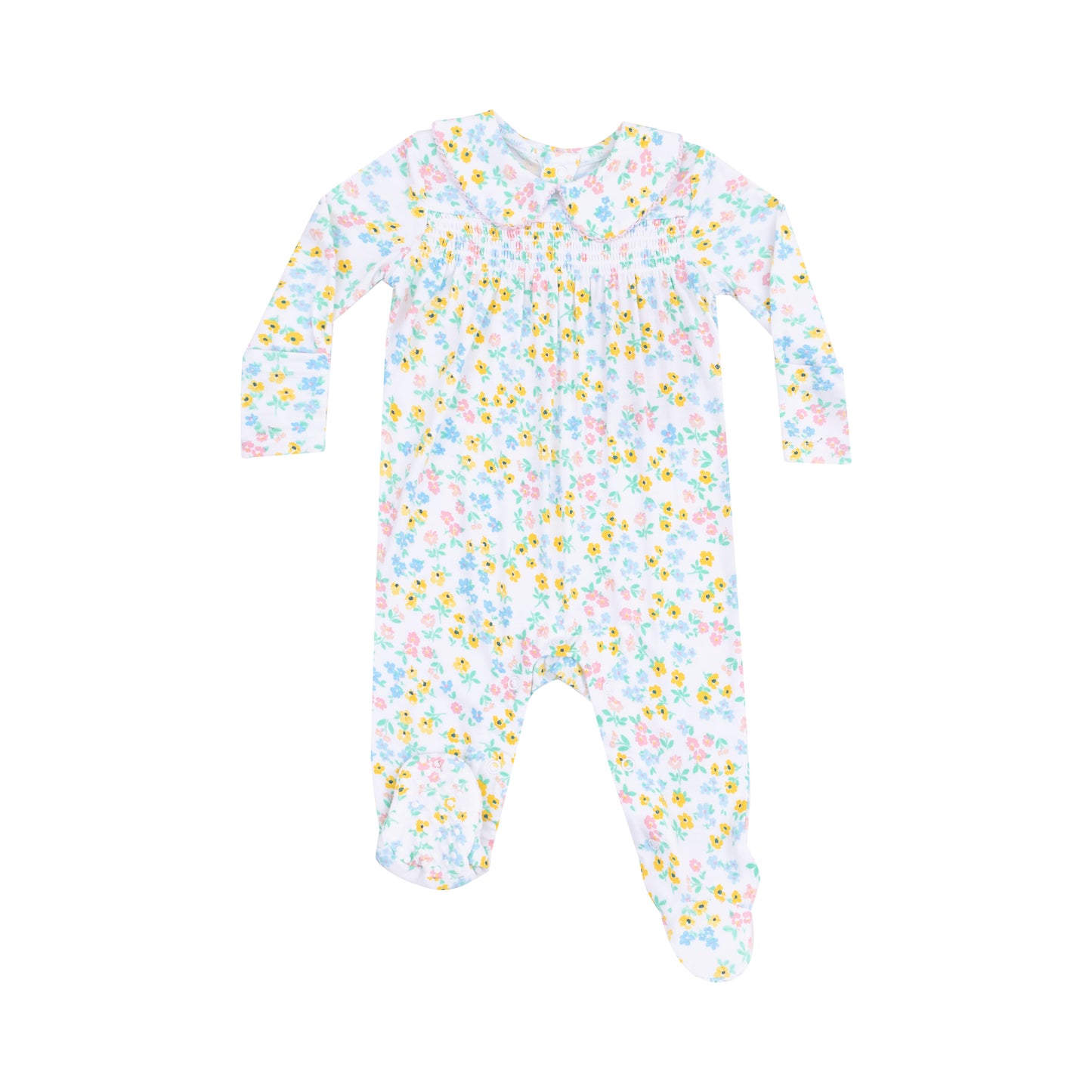 Angel Dear Caroline's Calico Smocked Peter Pan Footie