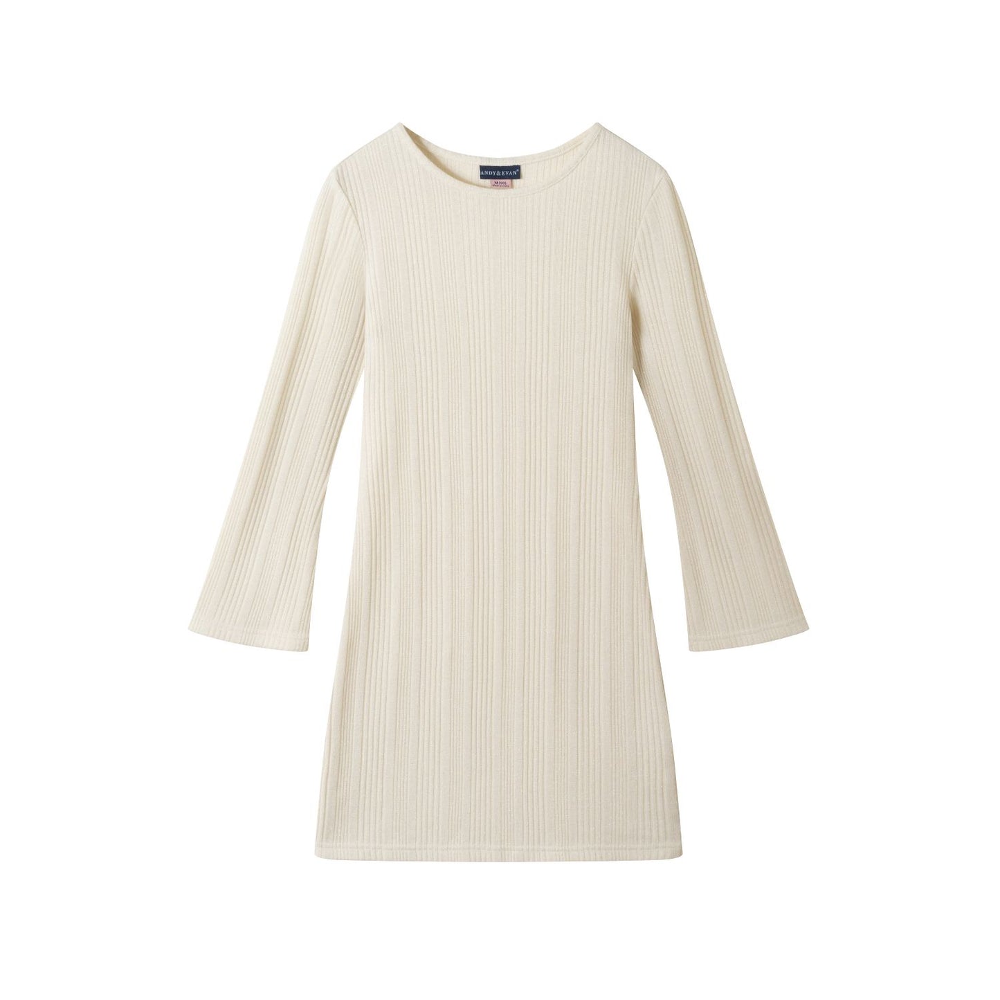 Andy & Evan Cream Lurex Bell Sleeve Dress