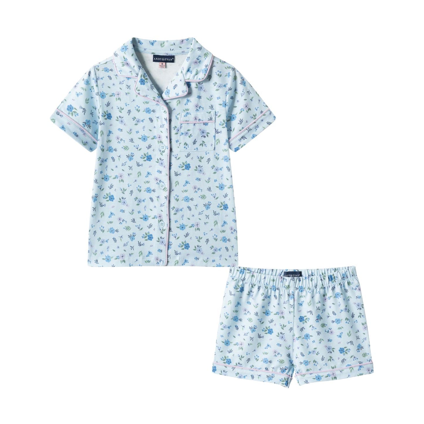 Andy & Evan Blue Floral Buttondown Pajama Set