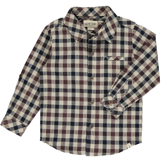 Me & Henry Atwood Cream/Black Plaid Shirt