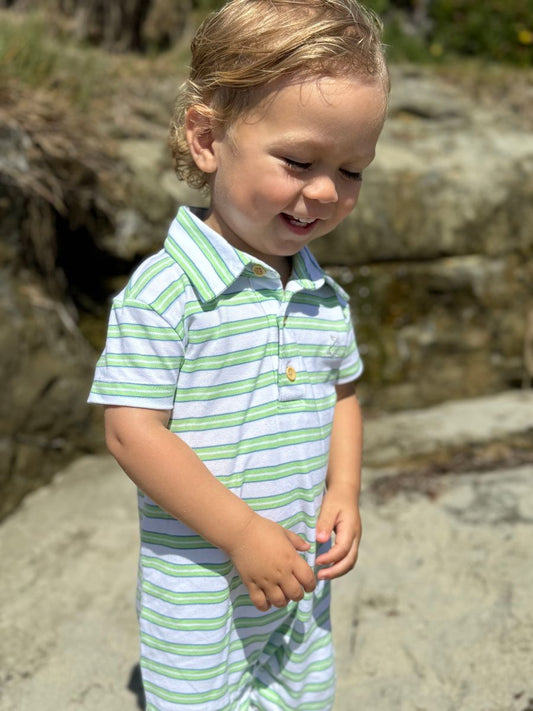 Me & Henry Lime Drift Polo Romper