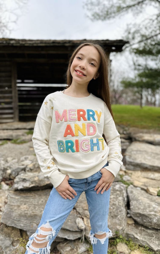 Paper Flower Merry & Bright Chenille Holiday Pullover