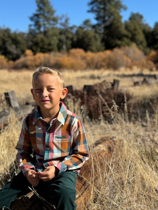 Me & Henry Atwood Rust/Turquoise Madras Shirt