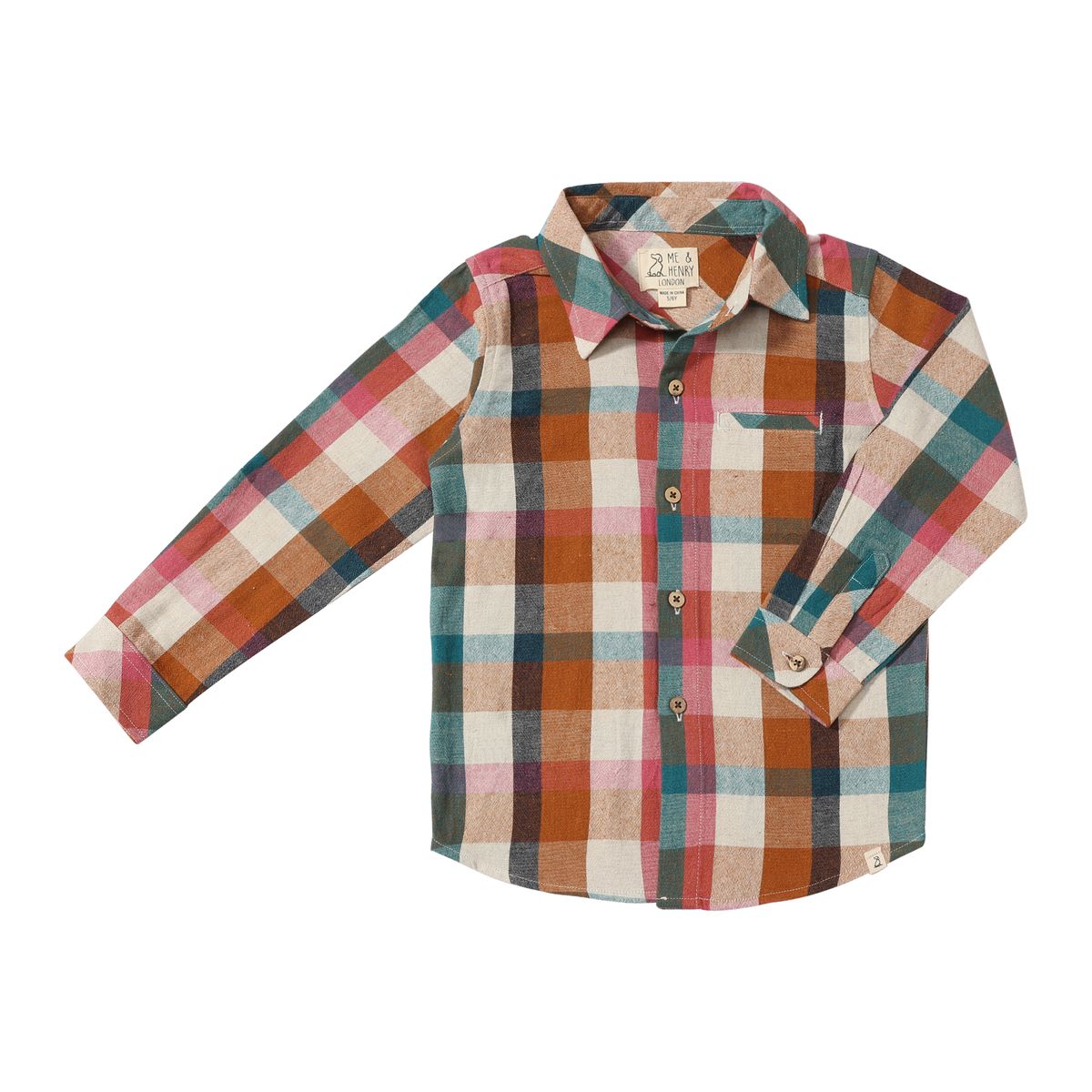 Me & Henry Atwood Rust/Turquoise Madras Shirt