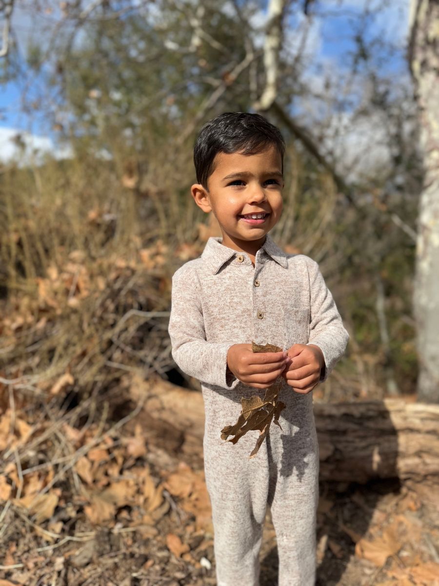 Me & Henry Heathered Beige Kingston Polo Romper