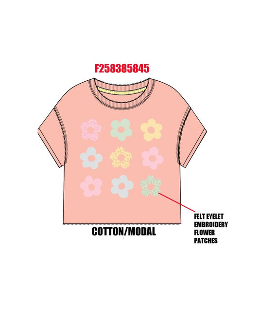 Sweet Soul Peach Melba Distressed Flower Tee