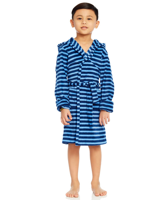 Stripe Fleece Hooded Robe