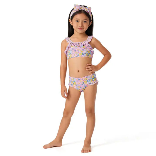 Andy & Evan Purple Floral Swimsuit & Headband