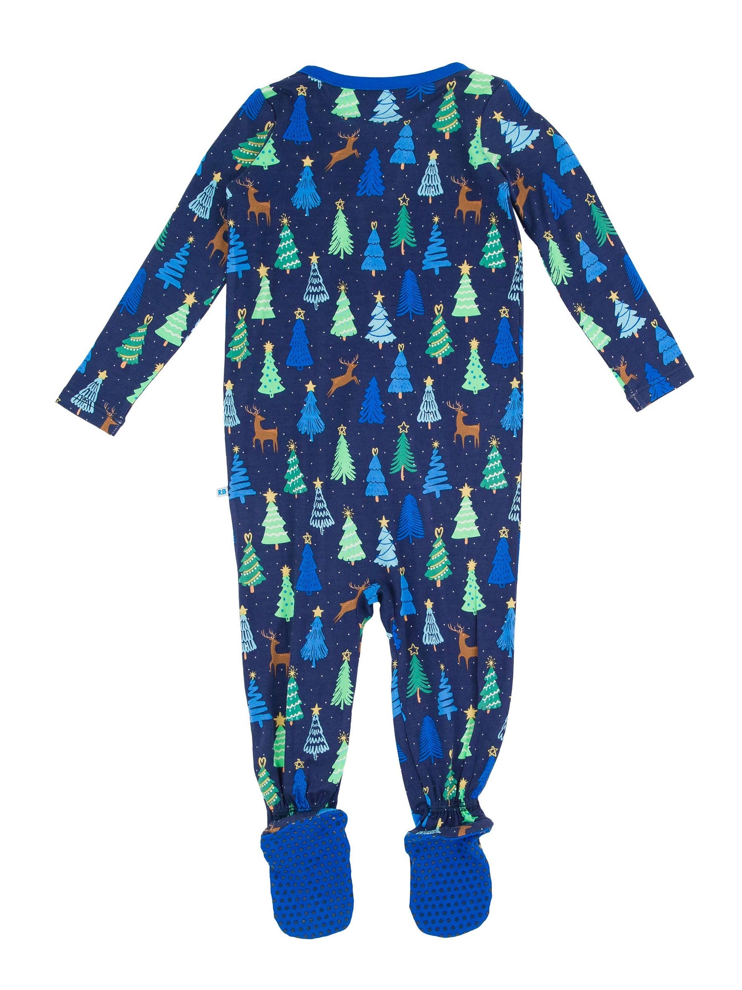 RuggedButts Merry Blue Pines Footed One Piece Pajama