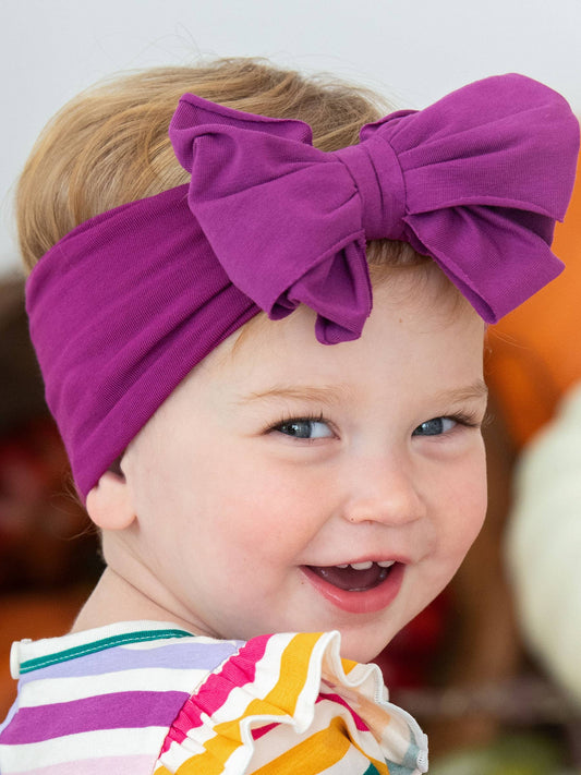 RuffleButts Plum Tart Bow Headband