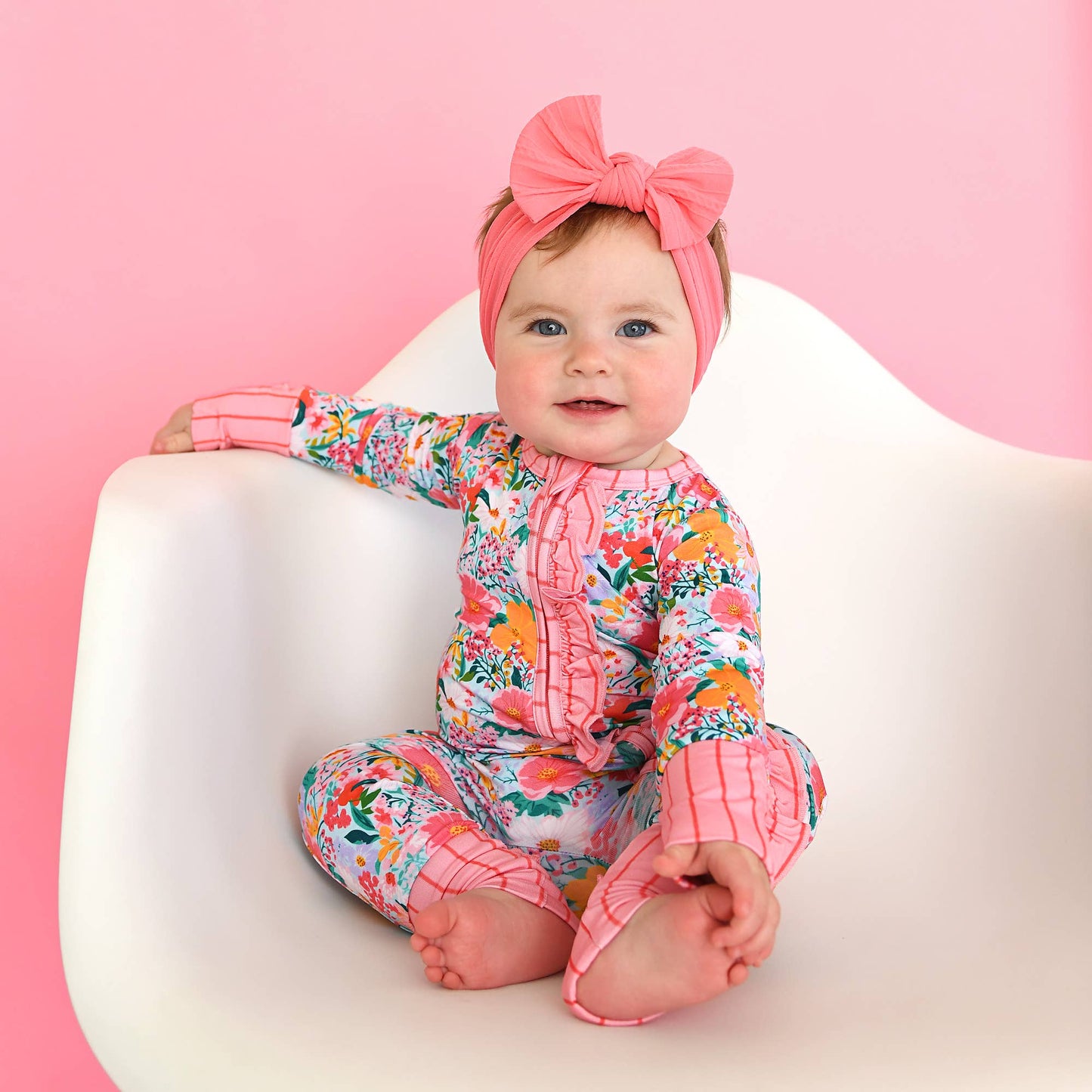 Gigi & Max Cecelia Floral Ruffle Zipper Romper