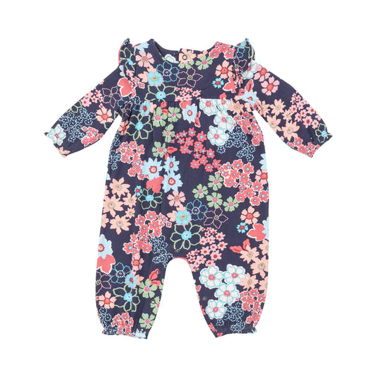 Angel Dear Japonisme Blossom Floral Ruffle Sleeve Romper