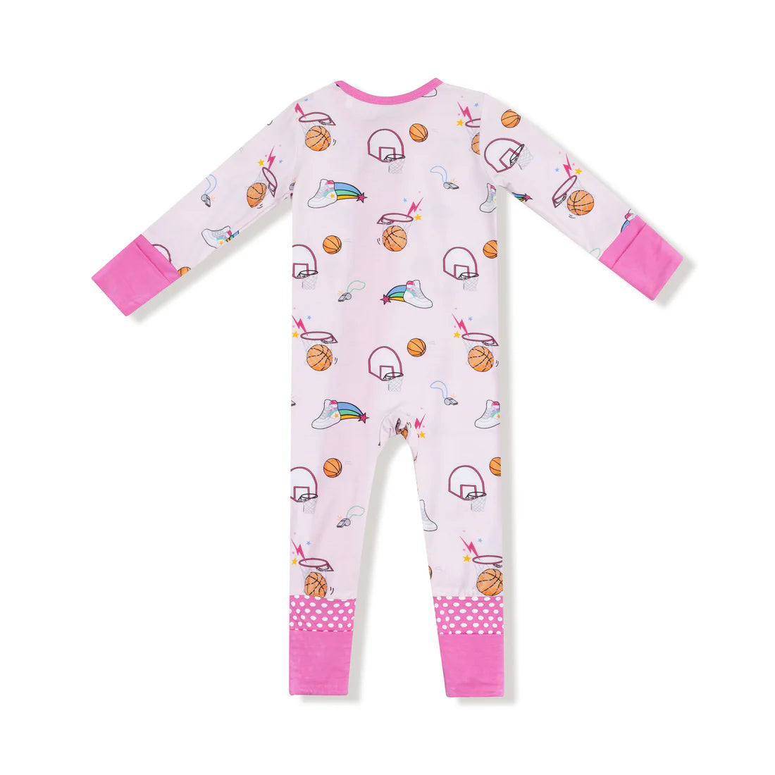 Angel Dear Pink Basketball Zipper Romper