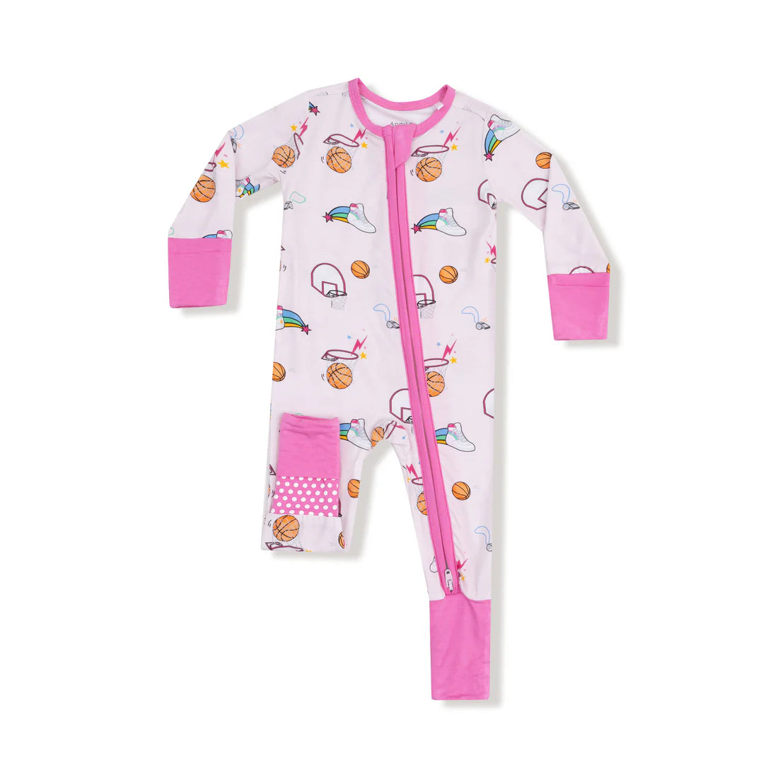 Angel Dear Pink Basketball Zipper Romper