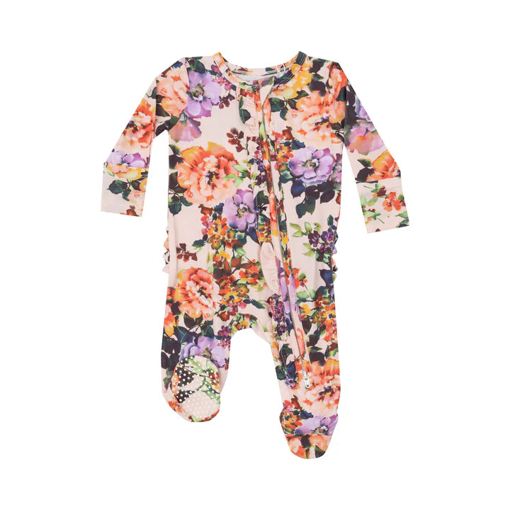 Angel Dear Autumn Rose Ruffle Zipper Footie