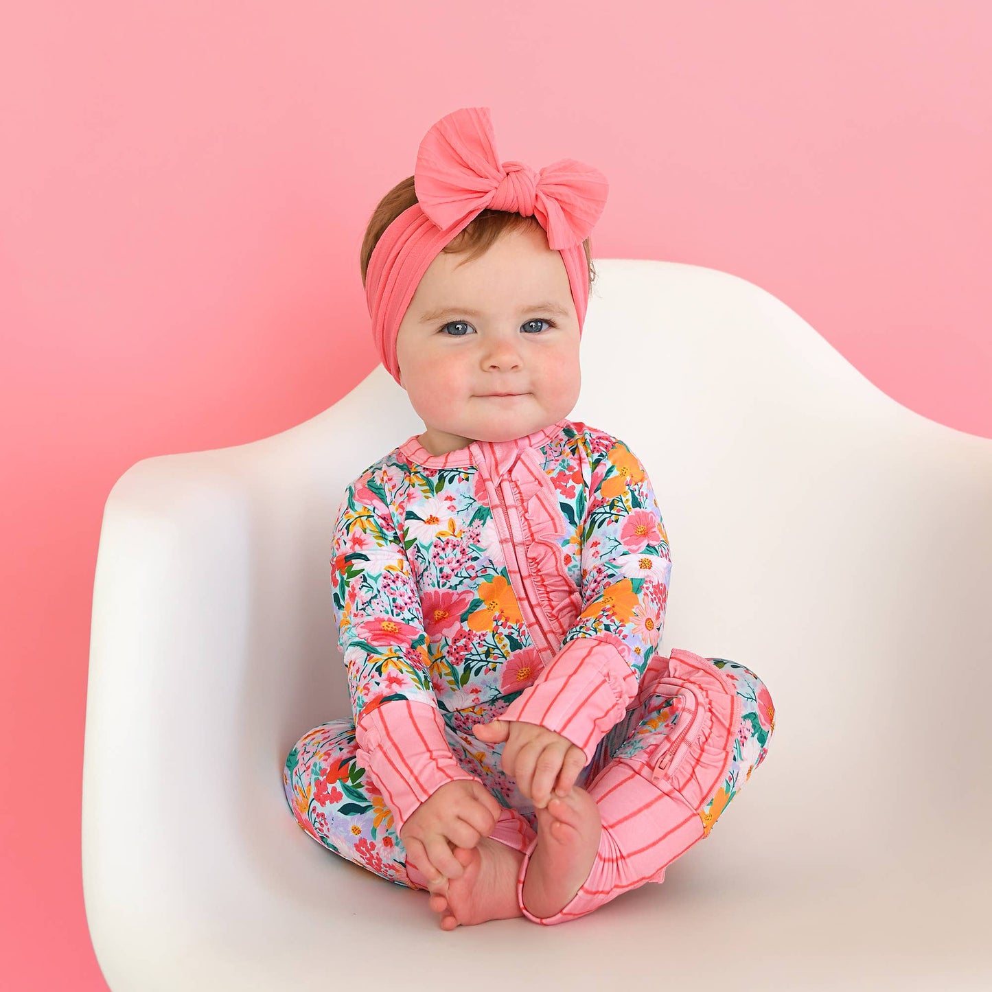 Gigi & Max Cecelia Floral Ruffle Zipper Romper