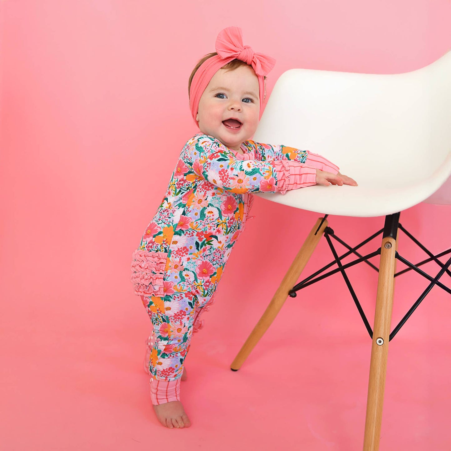 Gigi & Max Cecelia Floral Ruffle Zipper Romper