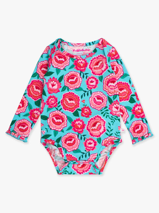 RuffleButts Bright Blossoms Ruffle Bodysuit