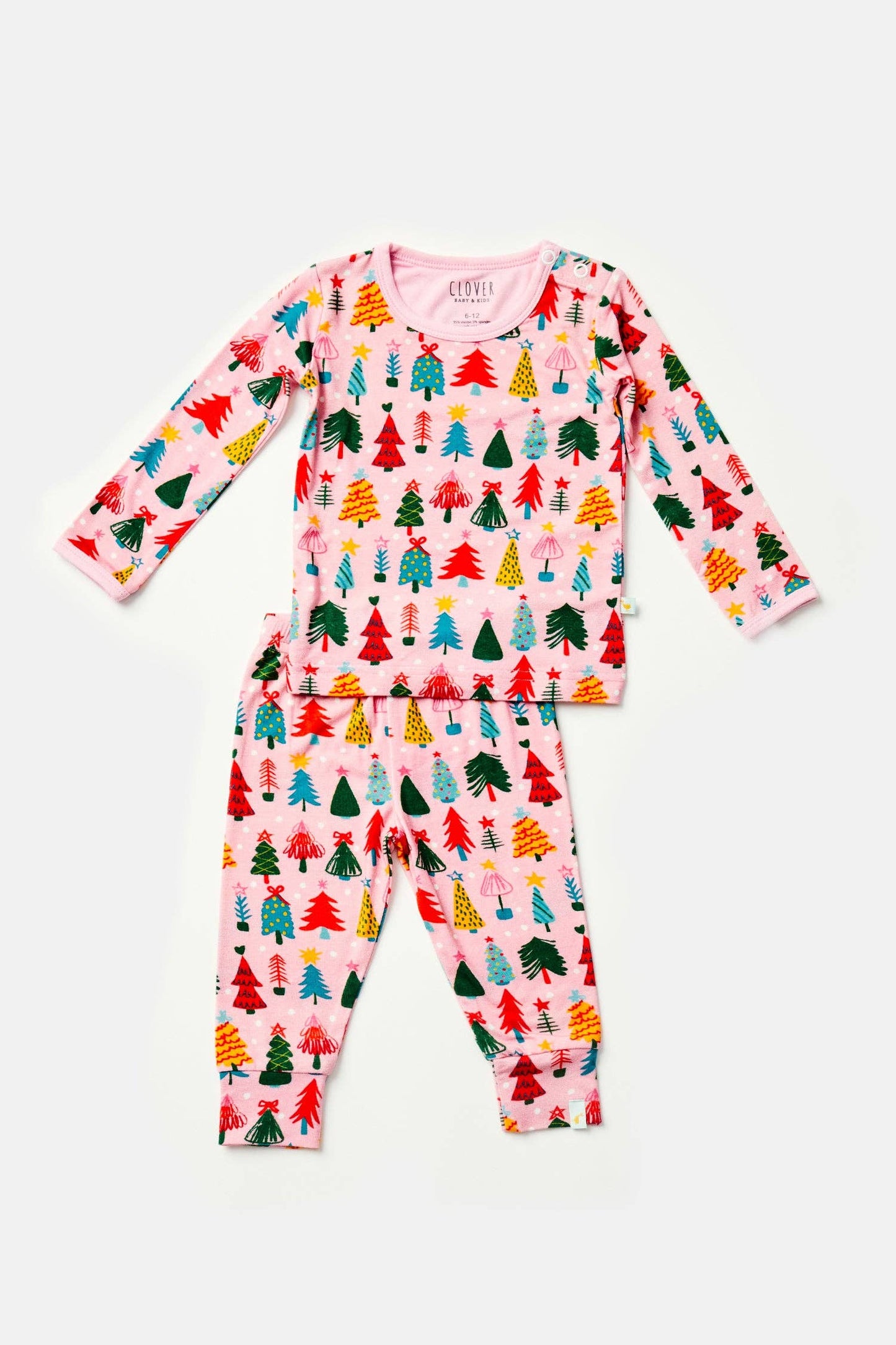 Clover Baby & Kids Pink Christmas Tree Pajama