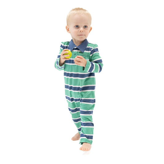 Angel Dear Rugby Stripe Polo Romper