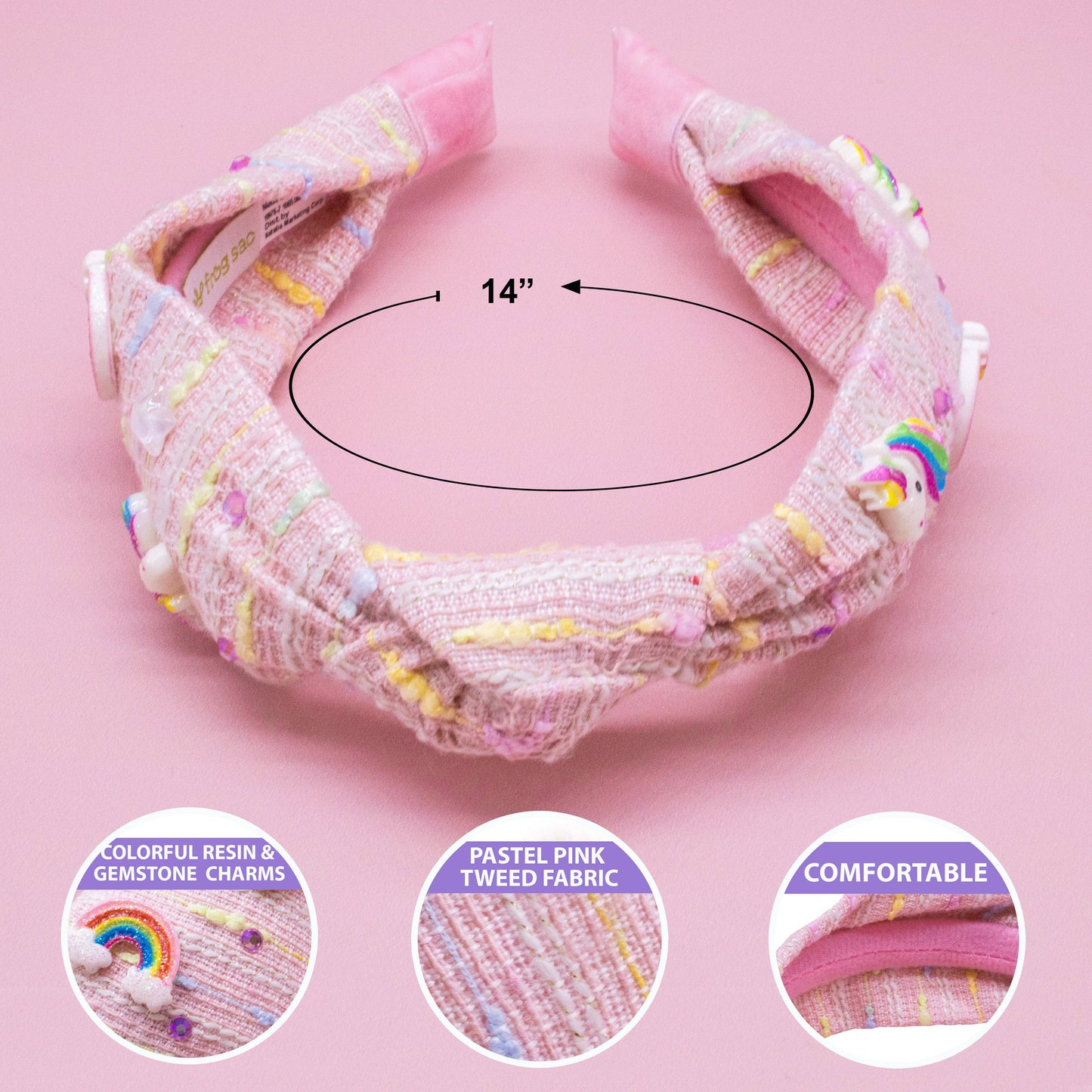 Unicorn Knotted Headband - Rainbow Knot Hair Band for Kids