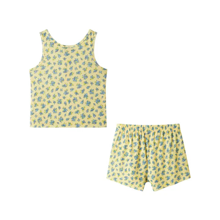 Andy & Evan Yellow Floral Henley Tank Lounge Set