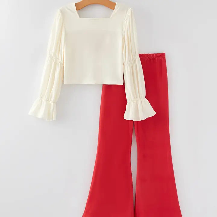 Heart Top & Flare Pant Set