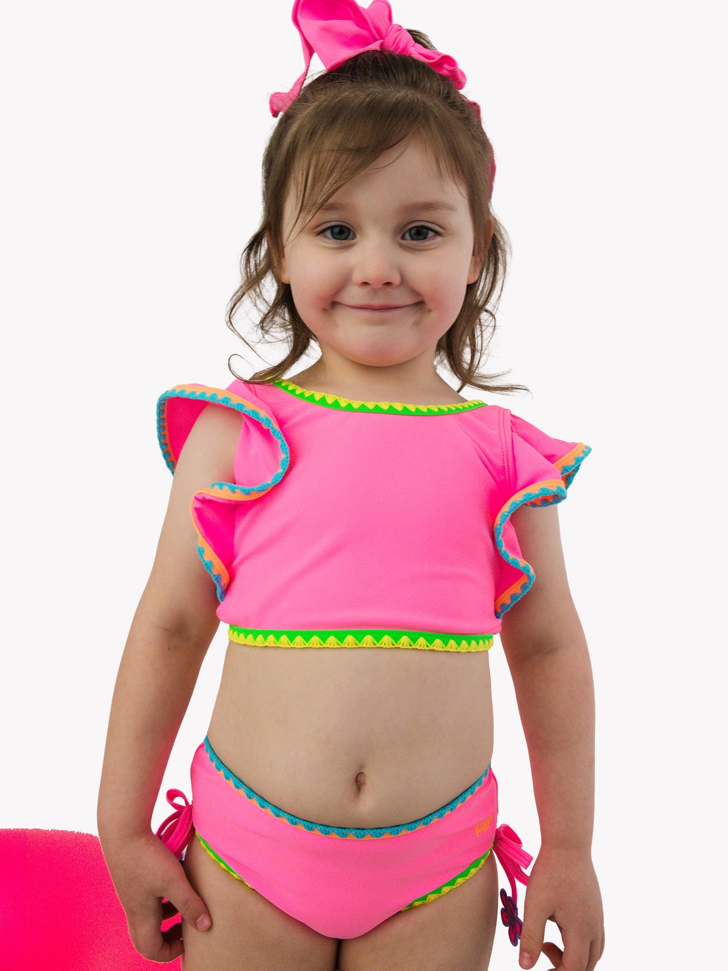 Neon Pink Crochet Butterfly Swimsuit
