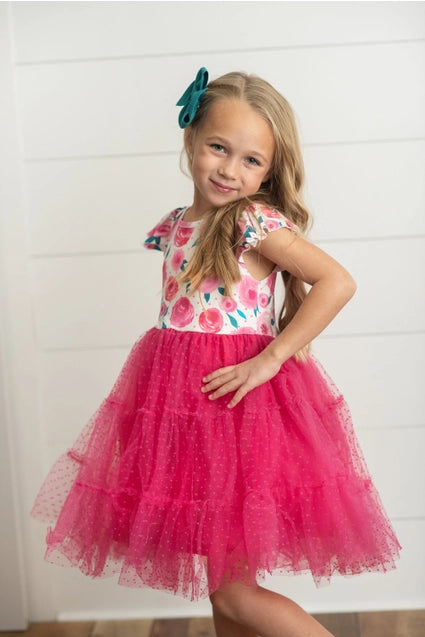 Rose Tiered Tulle Dress