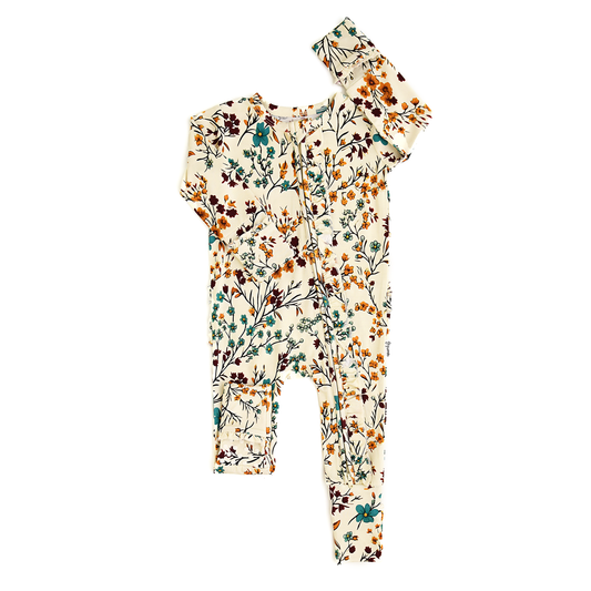 Maren Floral Ruffle Zip Romper