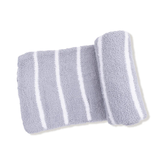 Angel Dear Grey Stripe Chenille Blanket