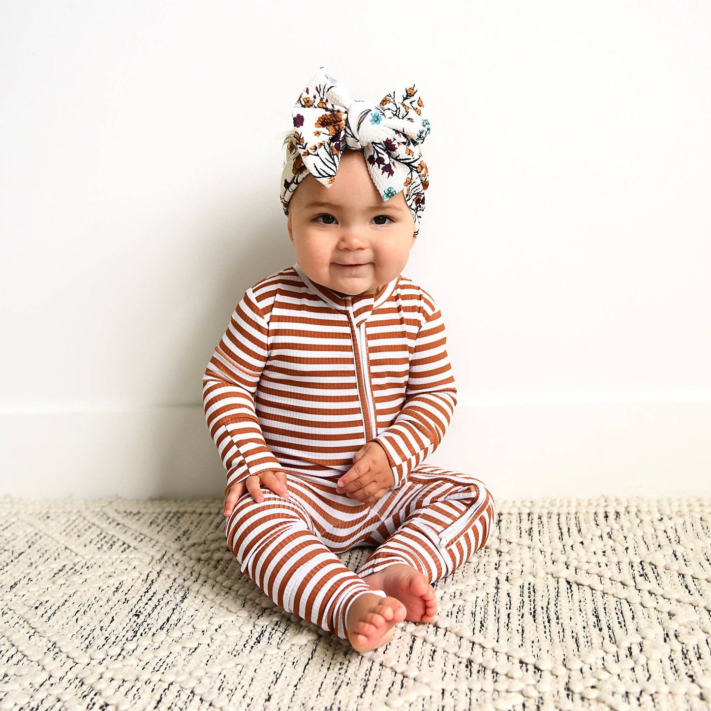 Chase Brown Ribbed Zip Romper