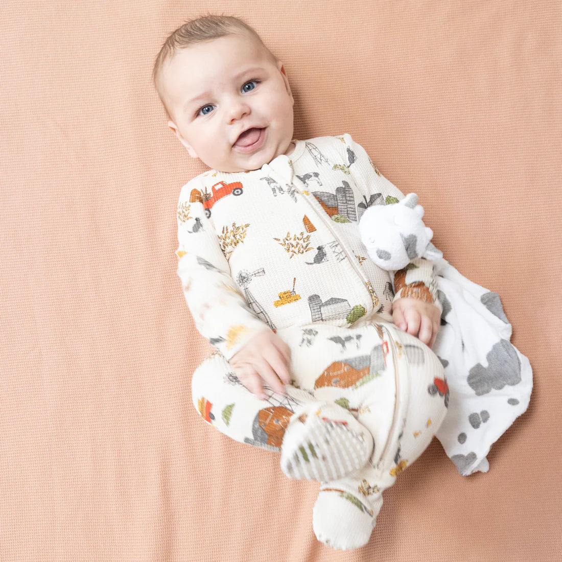 Angel Dear Hay Farmer Zipper Footie